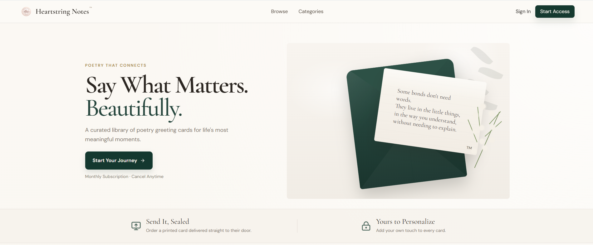 Heartist Notes Heartstring Notes — Poetry Greeting Cards for Meaningful Moments